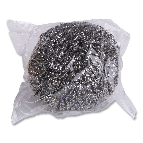 Image of Boardwalk® Stainless Steel Scrubber, Large Size, 2.5 X 2.75, Steel Gray, 12/carton