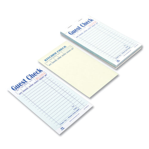 Image of AmerCareRoyal® Guest Check Pad, 17 Lines, Two-Part Carbonless, 3.6 x 6.7, 50 Forms/Pad, 50 Pads/Carton