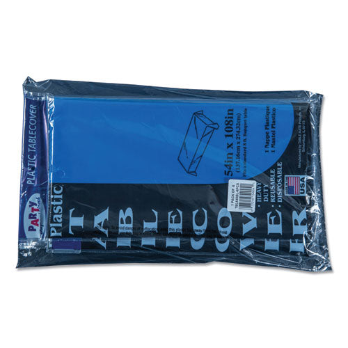 Image of Tablemate® Table Set Rectangular Table Cover, Heavyweight Plastic, 54" X 108", Blue, 6/pack