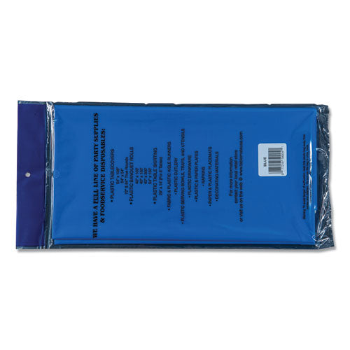 Image of Tablemate® Table Set Rectangular Table Cover, Heavyweight Plastic, 54" X 108", Blue, 6/pack
