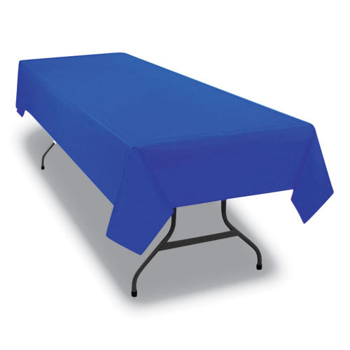 Image of Tablemate® Table Set Rectangular Table Cover, Heavyweight Plastic, 54" X 108", Blue, 6/pack