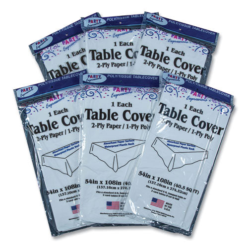 Image of Tablemate® Table Set Poly Tissue Table Cover, 54" X 108", White, 6/pack