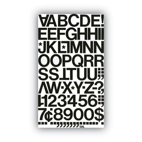 Image of Chartpak® Press-On Vinyl Self-Adhesive Numbers and Uppercase Letters, 1" Tall, Black Characters, 88/Pack