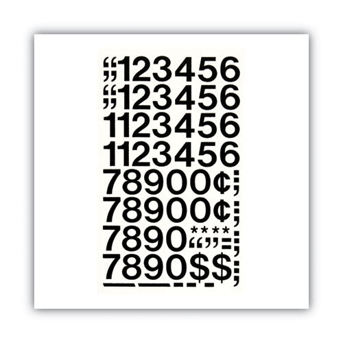Image of Chartpak® Press-On Vinyl Self-Adhesive Numbers, 1" Tall, Black Characters, 44/Pack