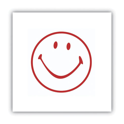 Image of ACCUSTAMP® Pre-Inked Round Stamp, Smiley, 0.63" dia, Red