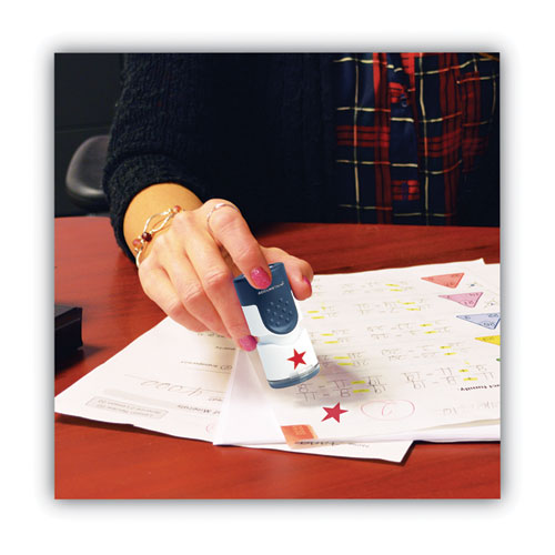 Image of ACCUSTAMP® Pre-Inked Round Stamp with Microban, Star, 0.63" dia, Red