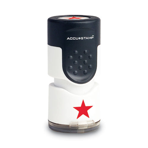 Image of ACCUSTAMP® Pre-Inked Round Stamp with Microban, Star, 0.63" dia, Red