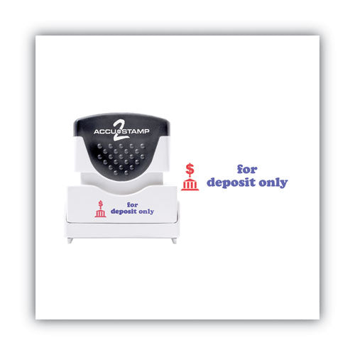Image of ACCUSTAMP2® Pre-Inked Shutter Stamp, Red/Blue, FOR DEPOSIT ONLY, 1.63 x 0.5