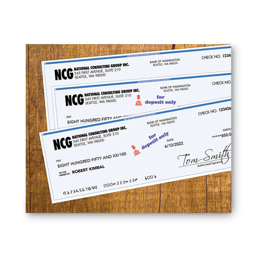 Image of ACCUSTAMP2® Pre-Inked Shutter Stamp, Red/Blue, FOR DEPOSIT ONLY, 1.63 x 0.5