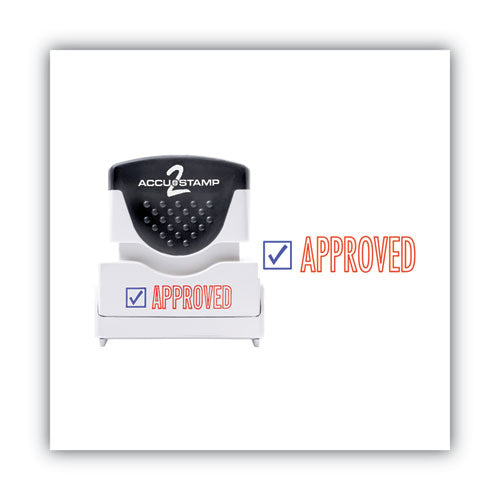 Image of ACCUSTAMP2® Pre-Inked Shutter Stamp, Red/Blue, APPROVED, 1.63 x 0.5