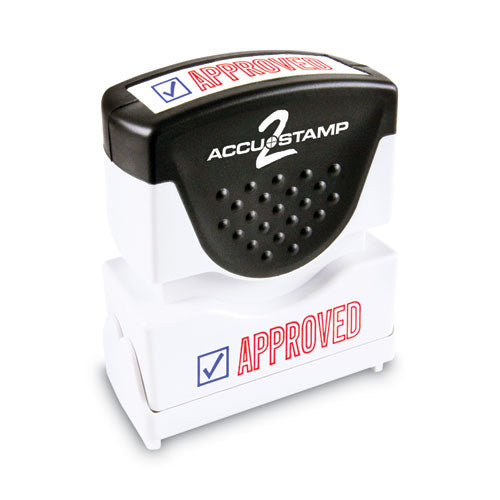 Image of ACCUSTAMP2® Pre-Inked Shutter Stamp, Red/Blue, APPROVED, 1.63 x 0.5