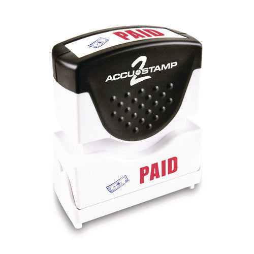 Image of ACCUSTAMP2® Pre-Inked Shutter Stamp with Microban, Red/Blue, PAID, 1.63 x 0.5