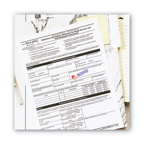 Image of ACCUSTAMP2® Pre-Inked Shutter Stamp, Red/Blue, RECEIVED, 1.63 x 0.5