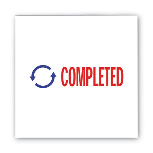 Image of ACCUSTAMP2® Pre-Inked Shutter Stamp, Red/Blue, COMPLETED, 1.63 x 0.5