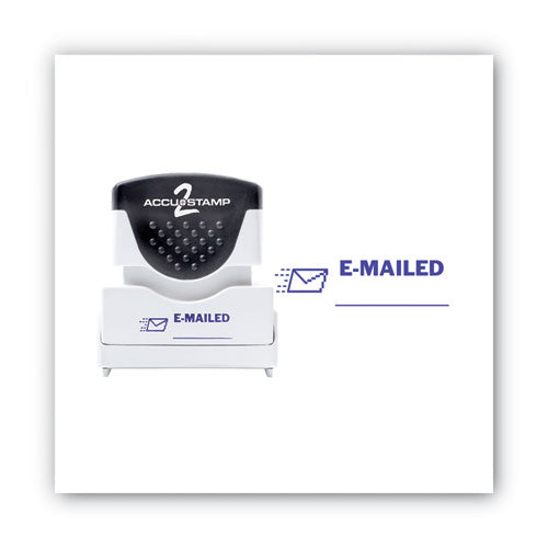 Image of ACCUSTAMP2® Pre-Inked Shutter Stamp, Blue, EMAILED, 1.63 x 0.5