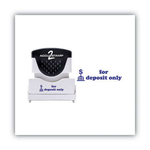 Image of ACCUSTAMP2® Pre-Inked Shutter Stamp, Blue, FOR DEPOSIT ONLY, 1.63 x 0.5