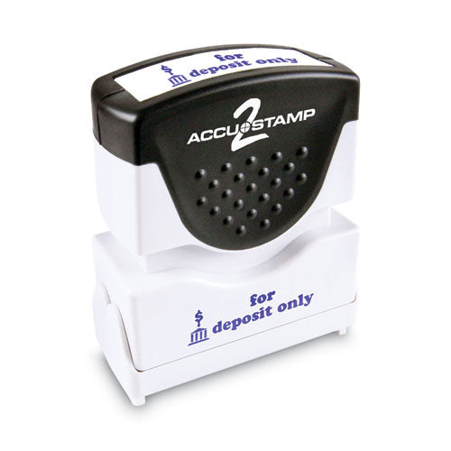 Image of ACCUSTAMP2® Pre-Inked Shutter Stamp, Blue, FOR DEPOSIT ONLY, 1.63 x 0.5