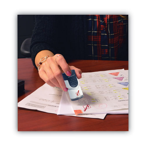 Image of ACCUSTAMP® Pre-Inked Round Stamp, Check Mark, 0.63" dia, Red