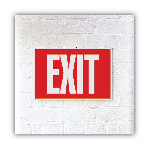 Image of COSCO Glow-In-The-Dark Safety Sign, Exit, 12 X 8, Red