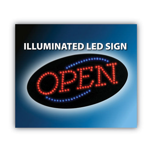 Image of COSCO LED OPEN Sign, 10.5 x 20.13, Red and Blue Graphics