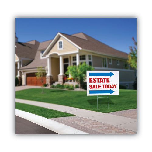 Image of COSCO Stake Sign, Blank White, Includes Directional Arrows,  15 x 19