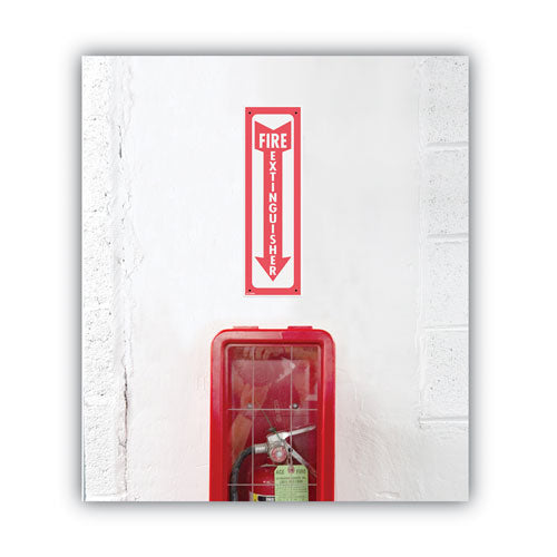 Image of COSCO Glow-In-The-Dark Safety Sign, Fire Extinguisher, 4 X 13, Red