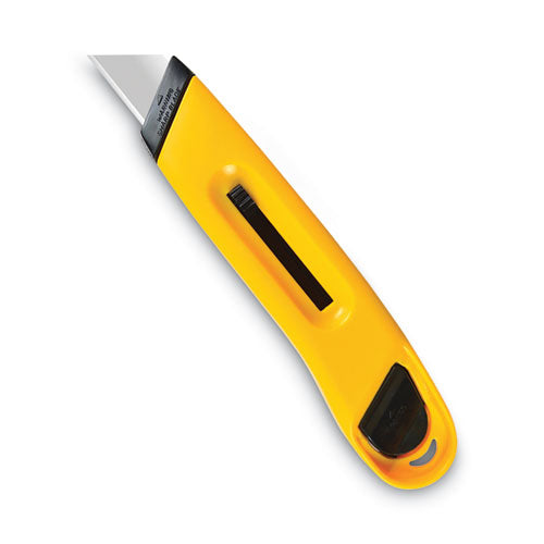 Image of COSCO Plastic Utility Knife with Retractable Blade and Snap Closure, 6" Plastic Handle, Yellow