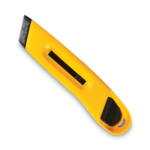 Image of COSCO Plastic Utility Knife with Retractable Blade and Snap Closure, 6" Plastic Handle, Yellow