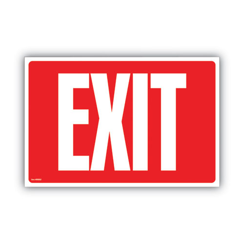 Image of COSCO Glow-In-The-Dark Safety Sign, Exit, 12 X 8, Red