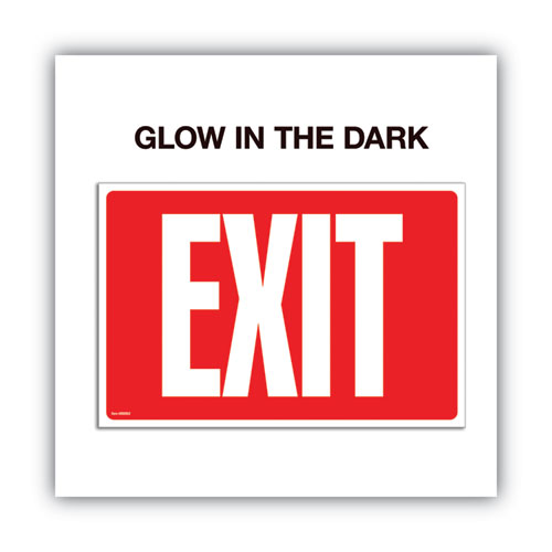 Image of COSCO Glow-In-The-Dark Safety Sign, Exit, 12 X 8, Red