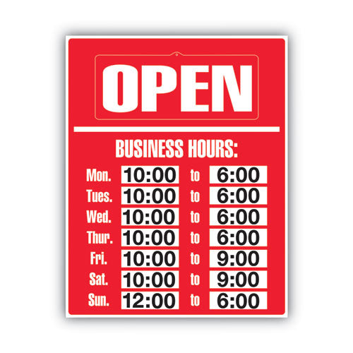 Image of COSCO Business Hours Sign Kit, 15 X 19, Red