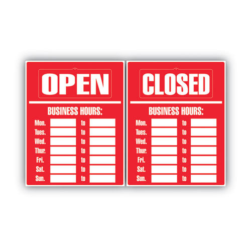 Image of COSCO Business Hours Sign Kit, 15 X 19, Red