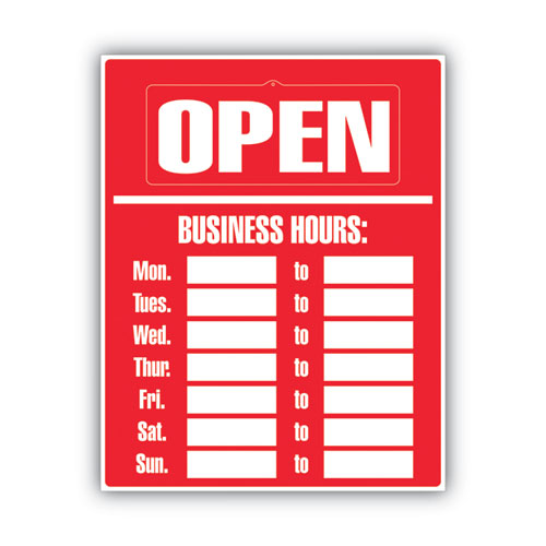 Image of COSCO Business Hours Sign Kit, 15 X 19, Red