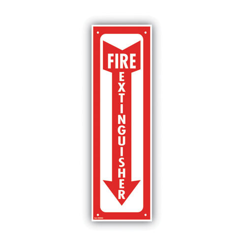 Image of COSCO Glow-In-The-Dark Safety Sign, Fire Extinguisher, 4 X 13, Red