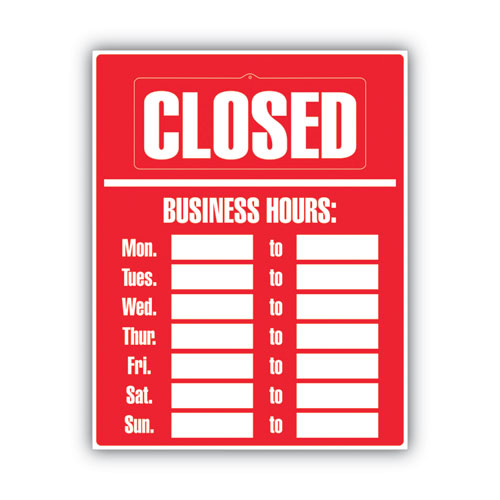 Image of COSCO Business Hours Sign Kit, 15 X 19, Red