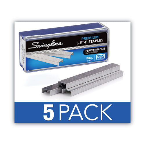 Image of Swingline® S.f. 4 Premium Staples, 0.25" Leg, 0.5" Crown, Silver, 5,000/box, 5 Boxes/pack