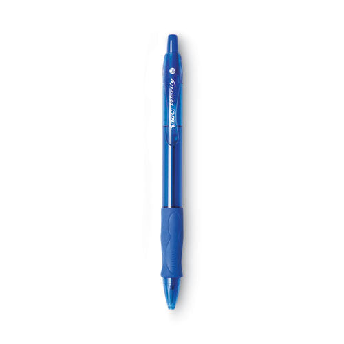 Image of BIC® Glide Bold Ballpoint Pen, Retractable, Bold 1.6 Mm, Blue Ink, Translucent Blue Barrel, Dozen