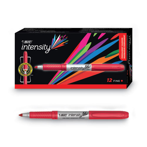 Image of BIC® Intensity Fine Tip Permanent Marker, Fine Bullet Tip, Rambunctious Red, Dozen