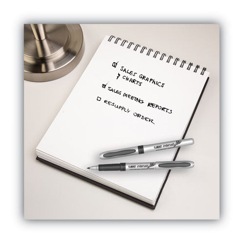 Image of BIC® Intensity Ultra Fine Tip Permanent Marker, Ultra-Fine Needle Tip, Tuxedo Black, Dozen