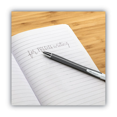 Image of BIC® Glide Exact Ballpoint Pen, Retractable, Fine 0.7 Mm, Black Ink, Black Barrel, Dozen