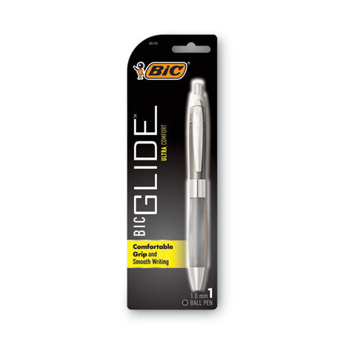 Image of BIC® Glide Bold Ballpoint Pen, Retractable, Bold 1.6 Mm, Blue Ink, Translucent Blue Barrel, Dozen