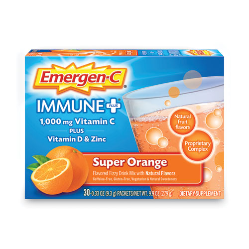 Image of Emergen-C® Immune+ Formula, 0.33 Oz, Super Orange, 30 Packets