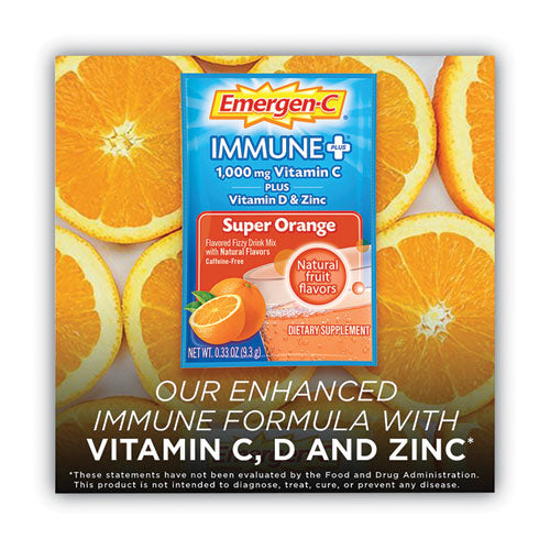 Image of Emergen-C® Immune+ Formula, 0.33 Oz, Super Orange, 30 Packets