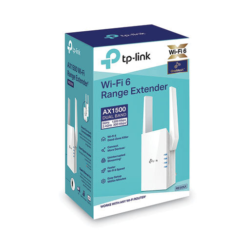 Image of TP-Link TP-LINK AX1500 RE505X 1500Mbps Wi-Fi Dual Band Range Extender, 1 Port, Dual-Band 2.4 GHz/5 GHz
