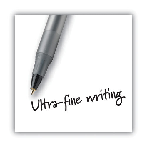 Image of BIC® Round Stic Xtra Precision Ballpoint Pen, Stick, Fine 0.8 Mm, Black Ink, Smoke Barrel, Dozen