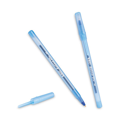 Image of BIC® Round Stic Xtra Life Ballpoint Pen Value Pack, Stick, Medium 1 Mm, Blue Ink, Translucent Blue Barrel, 60/box