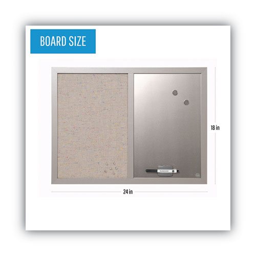 Image of MasterVision® Designer Fabric Bulletin Board, Combo Magnetic Dry Erase/Bulletin, 24" x 18", Multicolor/Gray Surface, Gray Fiberboard Frame
