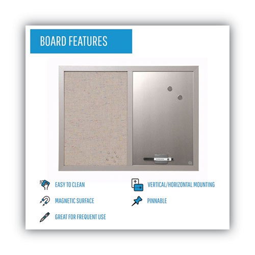 Image of MasterVision® Designer Fabric Bulletin Board, Combo Magnetic Dry Erase/Bulletin, 24" x 18", Multicolor/Gray Surface, Gray Fiberboard Frame