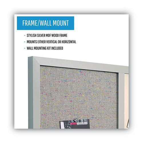 Image of MasterVision® Designer Fabric Bulletin Board, Combo Magnetic Dry Erase/Bulletin, 24" x 18", Multicolor/Gray Surface, Gray Fiberboard Frame