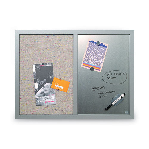 Image of MasterVision® Designer Fabric Bulletin Board, Combo Magnetic Dry Erase/Bulletin, 24" x 18", Multicolor/Gray Surface, Gray Fiberboard Frame
